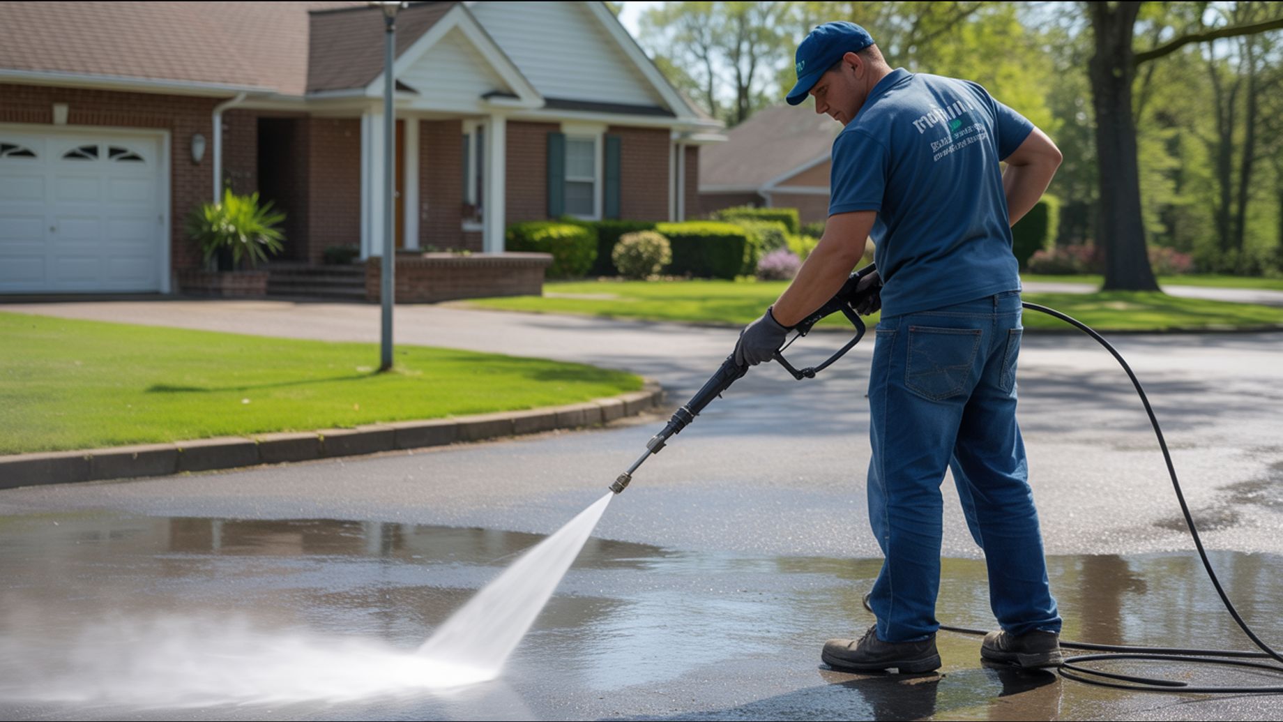 Pressure washing house siding
