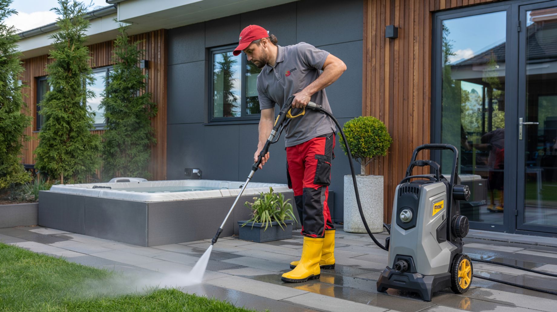 Pressure washing driveway